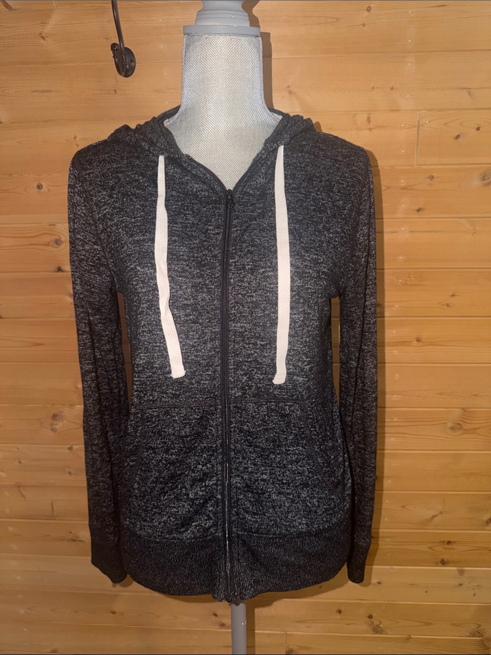 Women's J Crew Dark Heatheted Gray Full Zip-Up Hooded Sweatshirt